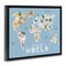 Stupell Industries Kid's Map Of World Blue Floating Frame, design by Carla Daly
